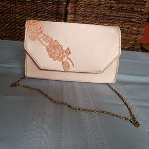 Vintage Pink Satin Evening Bag Clutch Purse